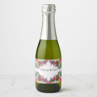 Étiquettes Pour Bouteilles De Vin Mousseux Beau Jardin Botanique Floral Rose