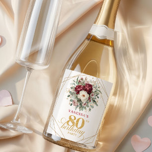 Étiquettes Pour Bouteilles De Vin Mousseux Belle Champagne Bourgogne rosé pour 80e anniversai