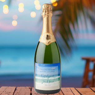 Étiquettes Pour Bouteilles De Vin Mousseux Belle plage Photographie Ocean Waves Mariage