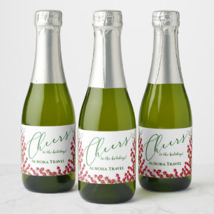 Étiquettes Pour Bouteilles De Vin Mousseux Berries d'hiver et verts Noël Cheval Mini