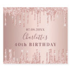 Birthday party rose gold glitter monogram