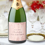 Étiquettes Pour Bouteilles De Vin Mousseux Birthday party rose gold glitter monogram<br><div class="desc">For a girly and glamorous 40th (or any age) birthday party. A rose gold faux metallic looking background with rose gold, pink glitter drips, paint dripping look. Personalize and add a date, name and age 40. The name is written in dark rose gold with a large modern hand lettered style...</div>