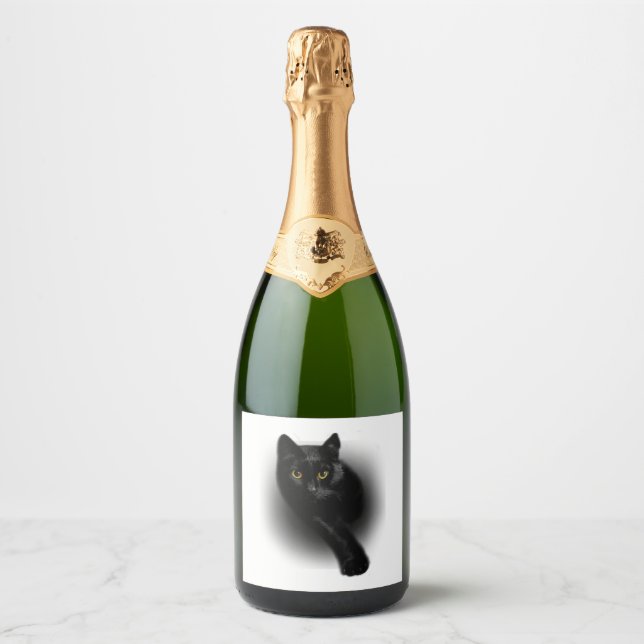 Étiquettes Pour Bouteilles De Vin Mousseux Black Cat Filing Nails (Devant)