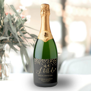 Étiquettes Pour Bouteilles De Vin Mousseux Black Gold Nous Faisons Toujours Mariage Vow Renou
