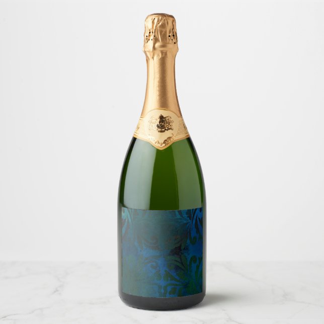 Étiquettes Pour Bouteilles De Vin Mousseux bleu (Devant)