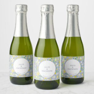 Étiquettes Pour Bouteilles De Vin Mousseux Bleu Botanique Fleur sauvage Floral