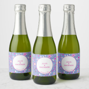 Étiquettes Pour Bouteilles De Vin Mousseux Bleu Botanique Fleur sauvage Floral