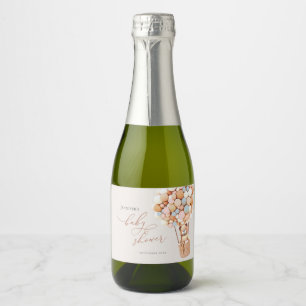 Étiquettes Pour Bouteilles De Vin Mousseux Bleu Rose On Peut Attendre ! Baby shower