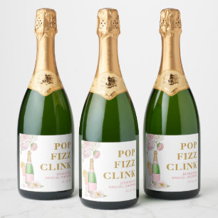 Étiquettes Pour Bouteilles De Vin Mousseux Blush Floral Brunch et Bubbly Pop Fizz Clink