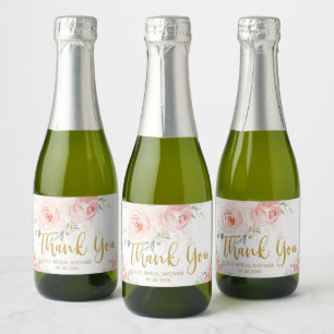 Étiquettes Pour Bouteilles De Vin Mousseux Blush rose Floral or Baby shower nuptiale Annivers