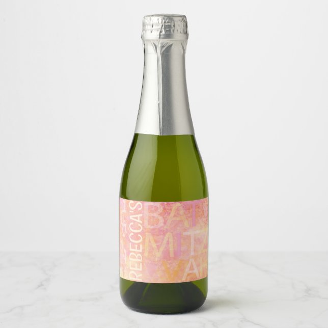 Étiquettes Pour Bouteilles De Vin Mousseux BM Bar Bat mitzvah Simply Subi Mini (Devant)