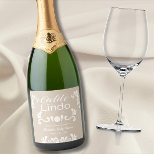 Étiquettes Pour Bouteilles De Vin Mousseux Boho Cielito Lindo Baby shower mexicain