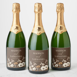 Étiquettes Pour Bouteilles De Vin Mousseux Boho Fleur sauvage Fleur sauvage Floral Jardin Mar