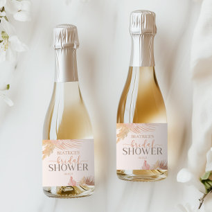 Étiquettes Pour Bouteilles De Vin Mousseux Boho Fleurs Florales Rose Tendre Mariage Mini