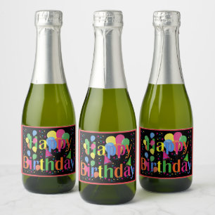 Étiquettes Pour Bouteilles De Vin Mousseux Bonne fête d'anniversaire