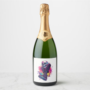 Étiquettes Pour Bouteilles De Vin Mousseux Boogie Bones - Drôle les années 70 Disco Skull