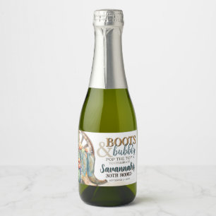 Étiquettes Pour Bouteilles De Vin Mousseux Boots et Bubbly Country Cowgirl Western Anniversai