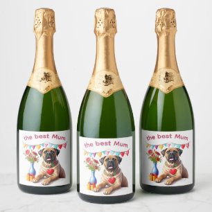 Étiquettes Pour Bouteilles De Vin Mousseux Bouledogue anglais Mastiff meilleure maman fête de