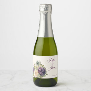 Étiquettes Pour Bouteilles De Vin Mousseux Bouquet de fleurs violettes d'aquarelle Mariage