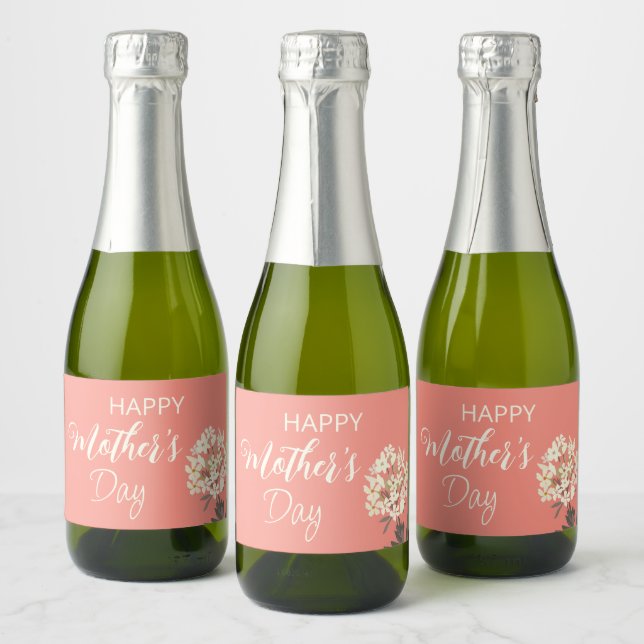 Étiquettes Pour Bouteilles De Vin Mousseux Bouquet floral blanc / Fête des mères (Bouteilles)