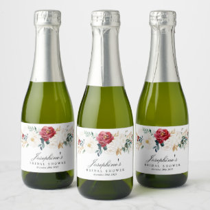 Étiquettes Pour Bouteilles De Vin Mousseux Bouquets d'or étincelant Mini Bouteille de vin éti