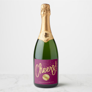 Étiquettes Pour Bouteilles De Vin Mousseux Bourgogne Rouge Or Élégant Nouvel An Typo