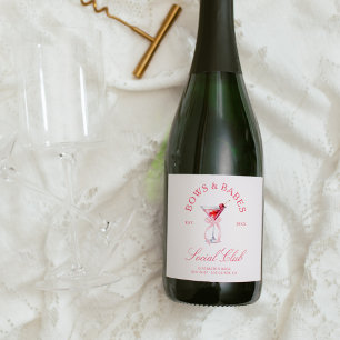 Étiquettes Pour Bouteilles De Vin Mousseux Bows & Babes Coquette Cerises Enterrement de Vie d