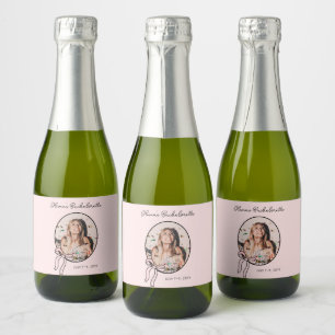 Étiquettes Pour Bouteilles De Vin Mousseux Bows & Bubly Pink Bow Coquette Bachelorette