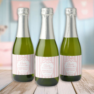 Étiquettes Pour Bouteilles De Vin Mousseux Bravo aux petites filles Bow rose Baby shower fill