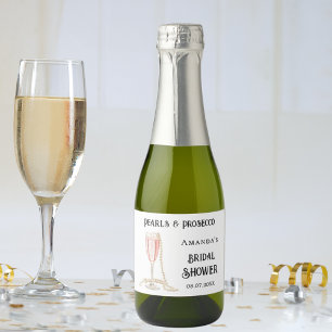 Étiquettes Pour Bouteilles De Vin Mousseux Bride douche bulles rose perles poursuites