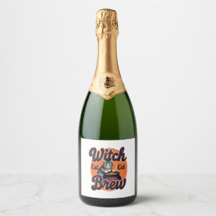Étiquettes Pour Bouteilles De Vin Mousseux Brow Chat Sorcière