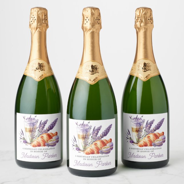 Étiquettes Pour Bouteilles De Vin Mousseux Brunch personnalisé de luxe thème Anniversaire (Bouteilles)