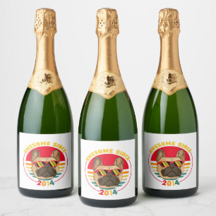 Étiquettes Pour Bouteilles De Vin Mousseux Bulldog Français Rétro stupéfiant depuis 2014