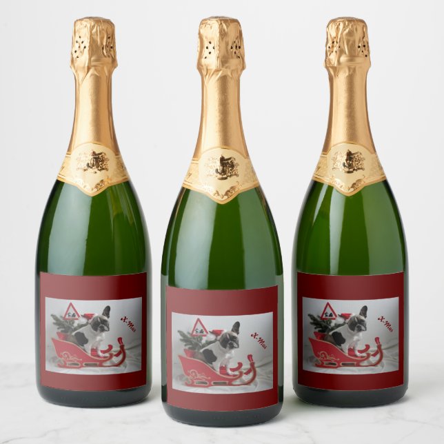 Étiquettes Pour Bouteilles De Vin Mousseux Bulldog Noël Sparkling (Bouteilles)