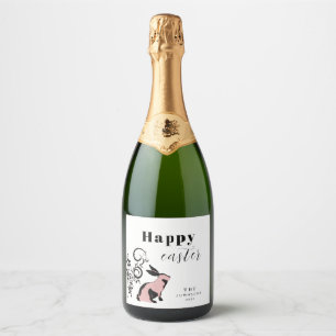 Étiquettes Pour Bouteilles De Vin Mousseux Bunny moderne Joyeux Pâques Personnalisé