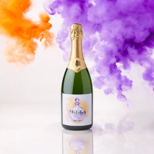 Étiquettes Pour Bouteilles De Vin Mousseux Buvez la Potion d'aquarelle violette des Sorcières
