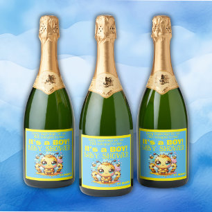 Étiquettes Pour Bouteilles De Vin Mousseux Buzzy débutants Baby shower abeille-à-abeille