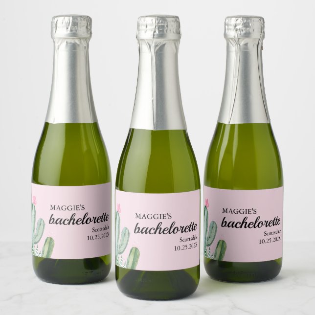 Étiquettes Pour Bouteilles De Vin Mousseux Cactus Succulent Désert Bachelorette (Bouteilles)