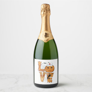 Étiquettes Pour Bouteilles De Vin Mousseux Cadeau de l'infirmière d'Halloween
