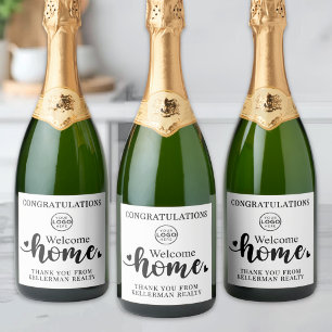 Étiquettes Pour Bouteilles De Vin Mousseux Cadeau de Remerciement Immobilier Nouvelle Maison