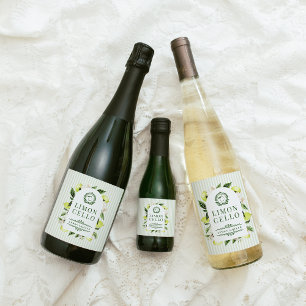 Étiquettes Pour Bouteilles De Vin Mousseux Cadre au citron botanique Limoncello
