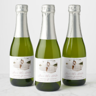 Étiquettes Pour Bouteilles De Vin Mousseux Cadre Brossé Romantique Rose Poussiéreux Enregistr