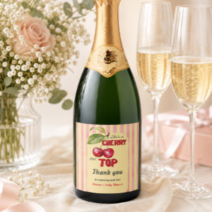 Étiquettes Pour Bouteilles De Vin Mousseux Café Cerise Rétro Rouge Jaune Baby Shower