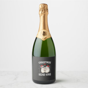 Étiquettes Pour Bouteilles De Vin Mousseux Câlins de Noël au Hérisson Mignon Vacances