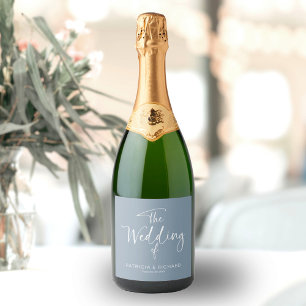 Étiquettes Pour Bouteilles De Vin Mousseux Calligraphie de mariage simple moderne