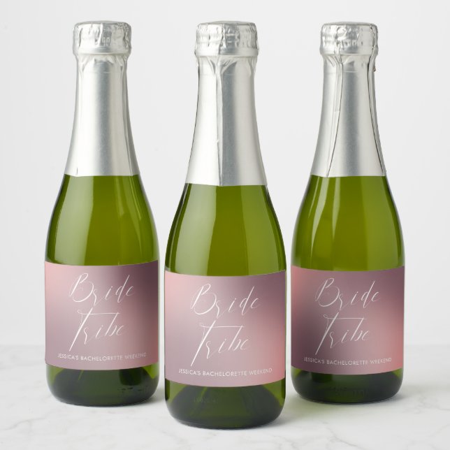Étiquettes Pour Bouteilles De Vin Mousseux Calligraphie moderne Bachelorette rose (Bouteilles)