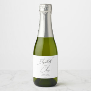 Étiquettes Pour Bouteilles De Vin Mousseux Calligraphie moderne Noms Mariage élégant