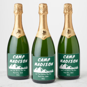 Étiquettes Pour Bouteilles De Vin Mousseux Camp Fête de Filles de Bachelorette Montagne Récep