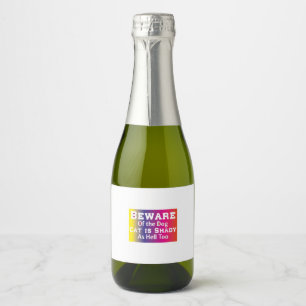 Étiquettes Pour Bouteilles De Vin Mousseux Cat Art Beware