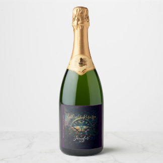 Étiquettes Pour Bouteilles De Vin Mousseux Celestial Moth and Moon Phases – Enchanted Night